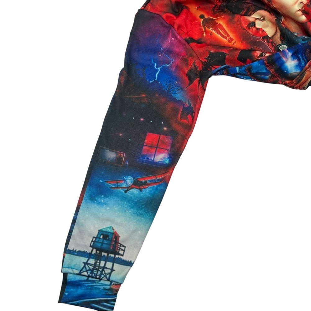 Stranger Things 3 Eleven Retro 80s All Over Print Unisex Hoodie Mens Large Style - Picture 6 of 8